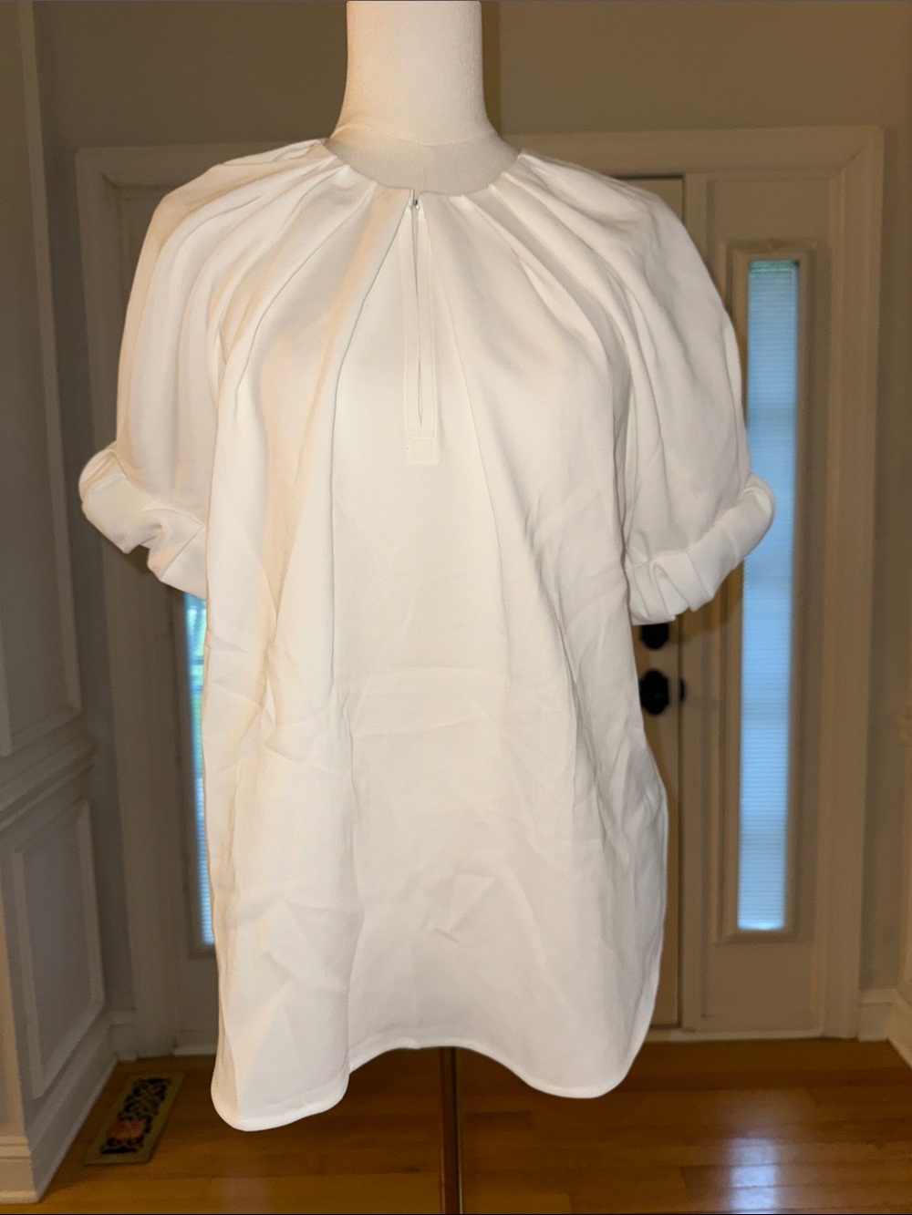 A.L.C.  White Women's Gathered Neck Short Sleeve Top